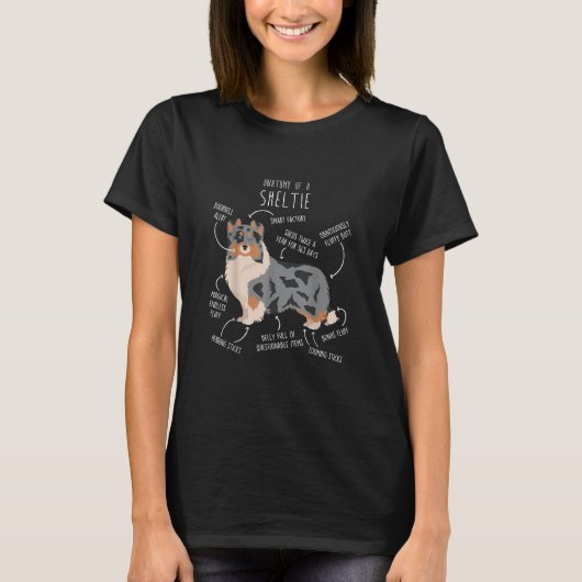 Blue Merle Sheltie Shetland Sheepdog Anatomy, leuk T-shirt (Voorkant)