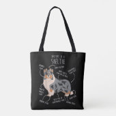Blue Merle Sheltie Shetland Sheepdog Anatomy, leuk Tote Bag (Achterkant)