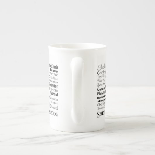 Blue Merle Sheltie Traits Bone China Mok (Achterkant)