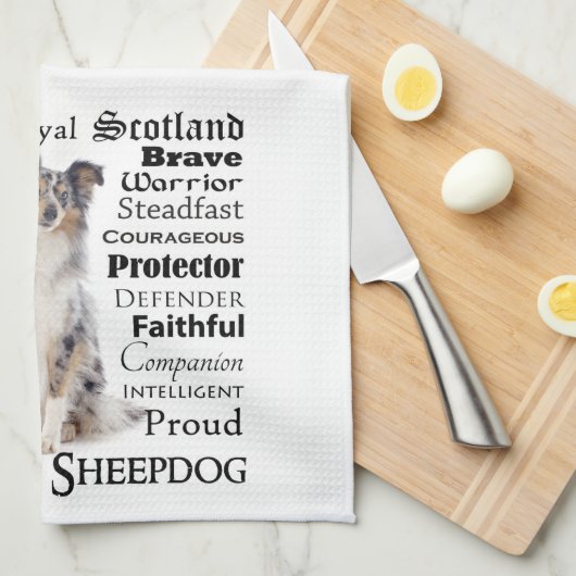 Blue Merle Sheltie Traits Keukenhanddoek (Quarter Fold)