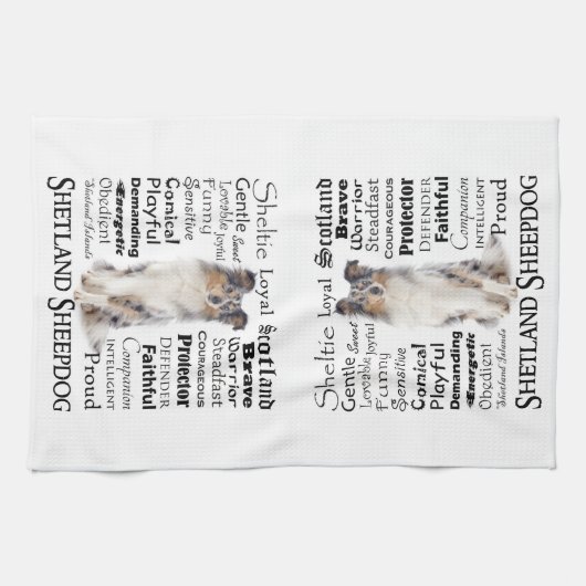 Blue Merle Sheltie Traits Keukenhanddoek (Horizontaal)