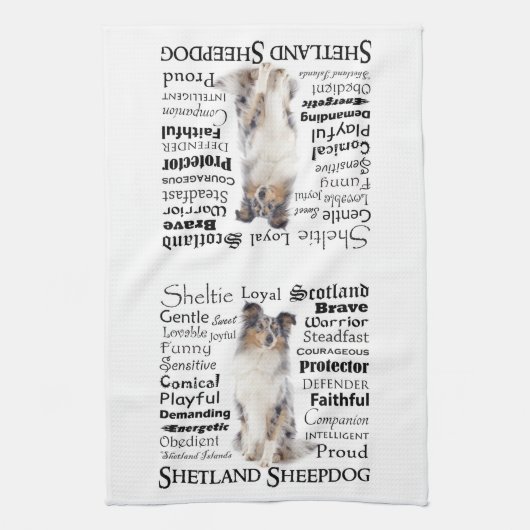 Blue Merle Sheltie Traits Keukenhanddoek (Verticaal)