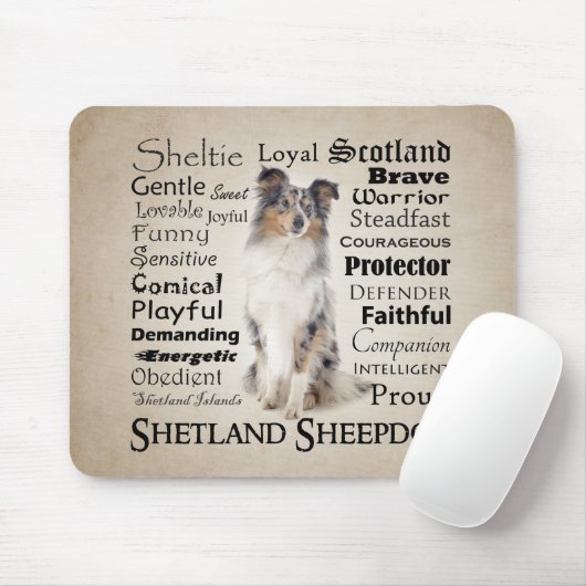 Blue Merle Sheltie Traits Mousepad Muismat (Met muis)