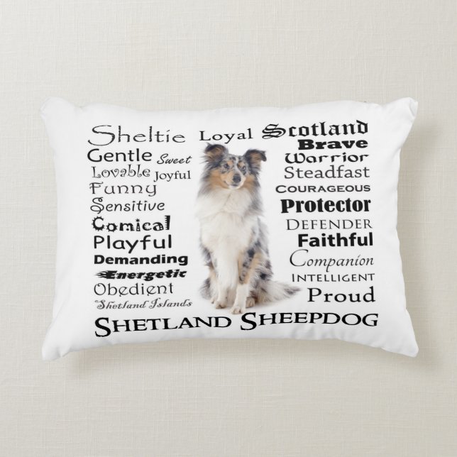 Blue Merle Sheltie Traits Pillow Decoratief Kussen (Voorkant)