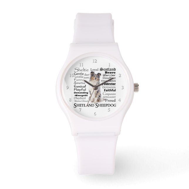 Blue Merle Sheltie Traits Watch Horloge (Voorkant)