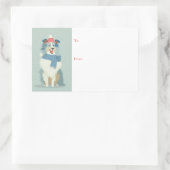 Blue Merle Sheltie Winter Geschenk Rechthoekige Sticker (Tas)