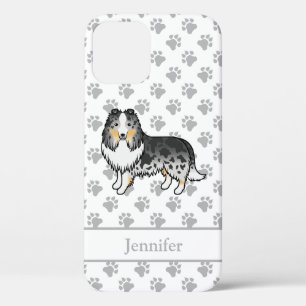 Blue Merle Shetland Sheepdog Cartoon Dog & Name Case-Mate iPhone Case