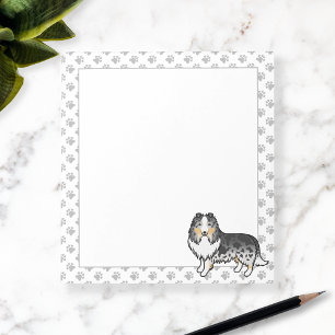 Blue Merle Shetland Sheepdog Cartoon Dog & Paws Notitieblok