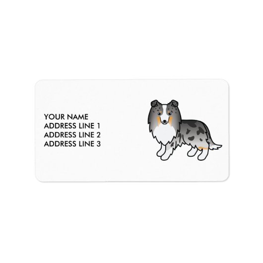 Blue Merle Shetland Sheepdog Dog & Custom Text Etiket (Voorkant)