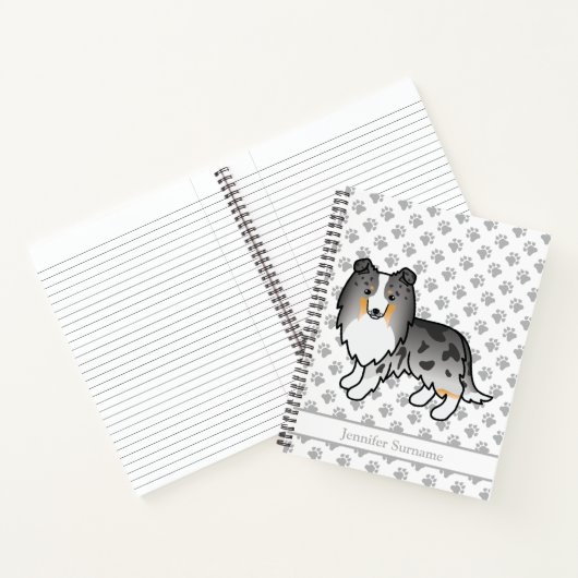 Blue Merle Shetland Sheepdog Dog & Custom Text Notitieboek (Binnen)