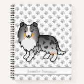 Blue Merle Shetland Sheepdog Dog & Custom Text Notitieboek (Voorkant)