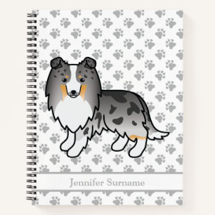 Blue Merle Shetland Sheepdog Dog & Custom Text Notitieboek
