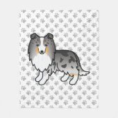 Blue Merle Shetland Sheepdog Sheltie Cartoon Dog Fleece Deken (Voorkant)