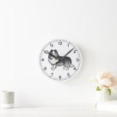 Blue Merle Shetland Sheepdog Sheltie Cartoon Dog Ronde Klok (Huis)