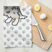 Blue Merle Shetland Sheepdog Sheltie Cartoon Dog Theedoek (Quarter Fold)