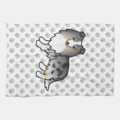 Blue Merle Shetland Sheepdog Sheltie Cartoon Dog Theedoek (Horizontaal)