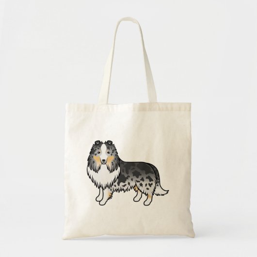 Blue Merle Shetland Sheepdog Sheltie Cartoon Dog Tote Bag (Voorkant)