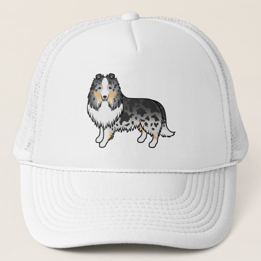 Blue Merle Shetland Sheepdog Sheltie Cartoon Dog Trucker Pet (Voorkant)