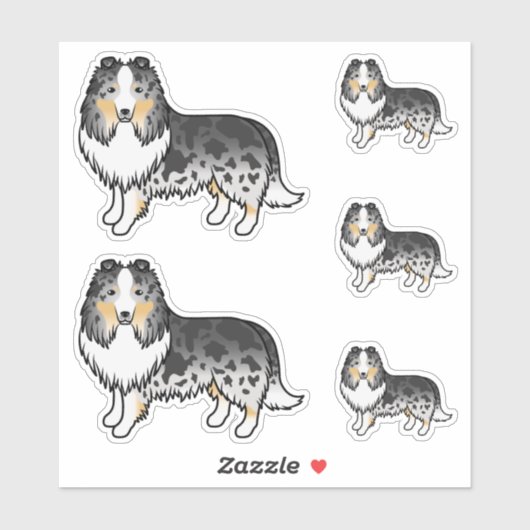 Blue Merle Shetland Sheepdog Sheltie Cartoon Dogs Sticker (Vel)