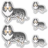 Blue Merle Shetland Sheepdog Sheltie Cartoon Dogs Sticker (Voorkant)