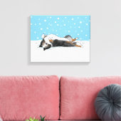 Blue Merle Shetland Sheepdog Sheltie Winter Snow Canvas Afdruk (Insitu (Woonkamer))