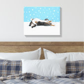 Blue Merle Shetland Sheepdog Sheltie Winter Snow Canvas Afdruk (Insitu (Slaapkamer))