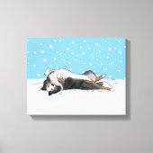 Blue Merle Shetland Sheepdog Sheltie Winter Snow Canvas Afdruk (Voorkant)