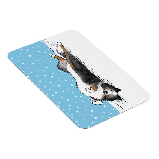 Blue Merle Shetland Sheepdog Sheltie Winter Snow Magneet (Rechterzijde)