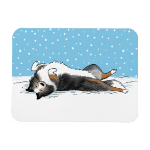 Blue Merle Shetland Sheepdog Sheltie Winter Snow Magneet
