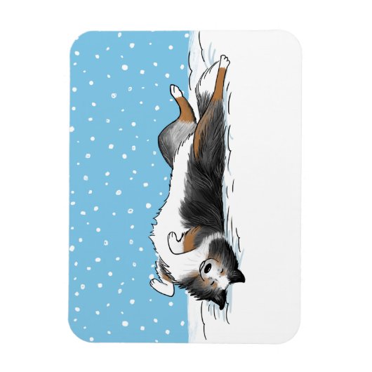 Blue Merle Shetland Sheepdog Sheltie Winter Snow Magneet (Verticaal)