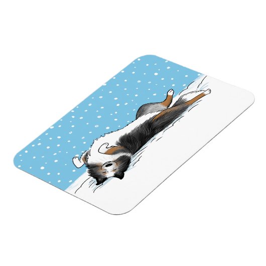 Blue Merle Shetland Sheepdog Sheltie Winter Snow Magneet (Linkerzijde)