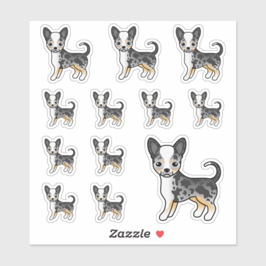 Blue Merle Smooth Coat Chihuahua Cute Cartoon Dogs Sticker (Vel)