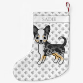 Blue Merle Smooth Coat Chihuahua Cute Dog & Name Kleine Kerstsok (Achterkant)