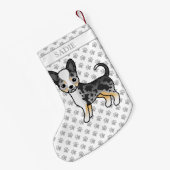 Blue Merle Smooth Coat Chihuahua Cute Dog & Name Kleine Kerstsok (Achterkant (Hangend))