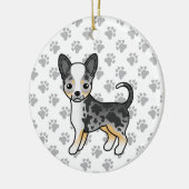 Blue Merle Smooth Coat Chihuahua Cute Dog & Paws Keramisch Ornament (Links)