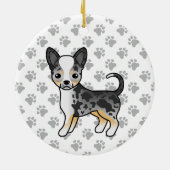 Blue Merle Smooth Coat Chihuahua Cute Dog & Paws Keramisch Ornament (Achterkant)