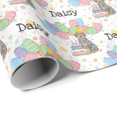 Blue Merle Tan Aussiedoodle Dog Verjaardagsfeestje Cadeaupapier (Rol Hoek)