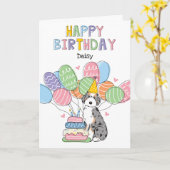 Blue Merle Tan Aussiedoodle Hond Gelukkige Verjaar Kaart (Gele Bloem)