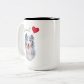 Blue Merle Wiggle Butt Aussie Tweekleurige Koffiemok (Voorkant links)