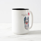 Blue Merle Wiggle Butt Aussie Tweekleurige Koffiemok (Voorkant rechts)