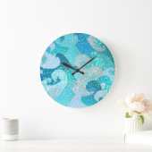 Blue Mermaid Faux Glitter Zee - Blauwgroen gouden  Grote Klok (Huis)