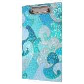 Blue Mermaid Faux Glitter Zee - Blauwgroen gouden  Klembord (Links)