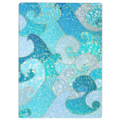 Blue Mermaid Faux Glitter Zee - Blauwgroen gouden  Klembord (Achterkant)