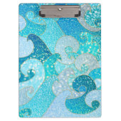 Blue Mermaid Faux Glitter Zee - Blauwgroen gouden  Klembord (Voorkant)