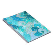 Blue Mermaid Faux Glitter Zee - Blauwgroen gouden  Notitieboek (Rechterzijde)