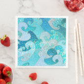 Blue Mermaid Faux Glitter Zee - Blauwgroen gouden Servetten (Insitu)