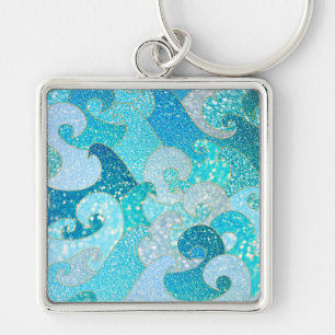 Blue Mermaid Faux Glitter Zee - Blauwgroen gouden Sleutelhanger