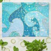 Blue Mermaid Faux Glitter Zee - Blauwgroen gouden  Theedoek (Gevouwen)
