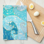 Blue Mermaid Faux Glitter Zee - Blauwgroen gouden  Theedoek (Quarter Fold)