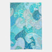 Blue Mermaid Faux Glitter Zee - Blauwgroen gouden  Theedoek (Verticaal)